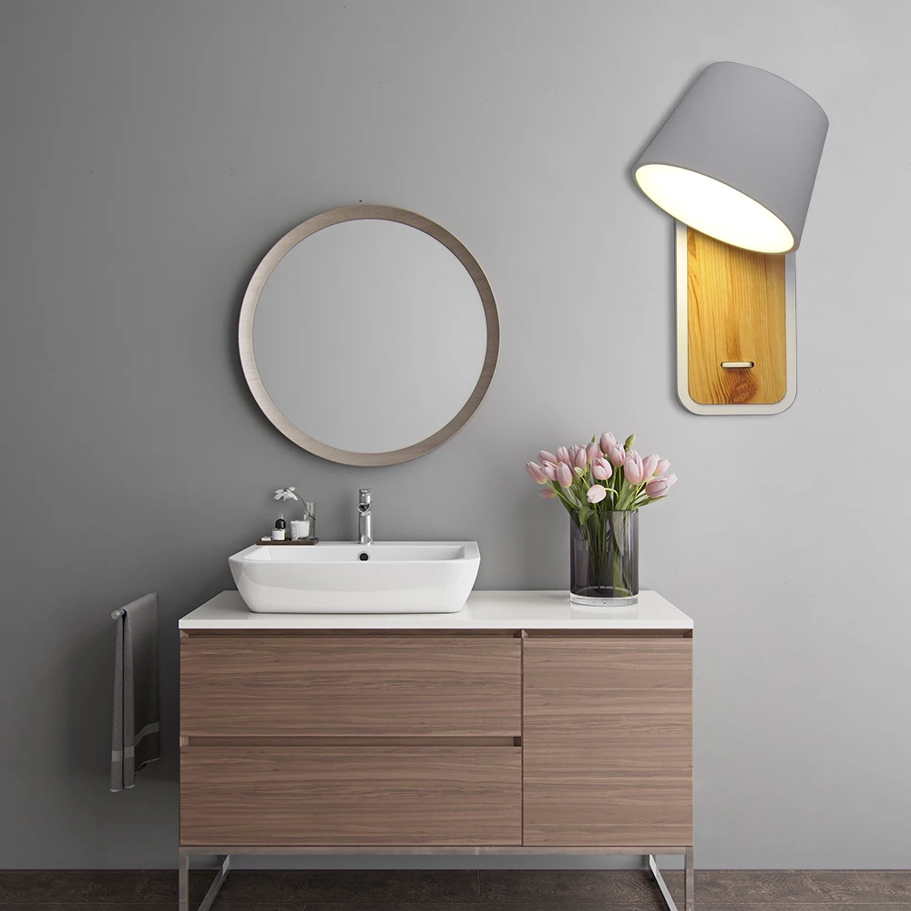 Factory Direct 350 Degree Rotating Bedside Bedroom Office Hotel Rotary Led Wall Light Lamp Lights With Switch