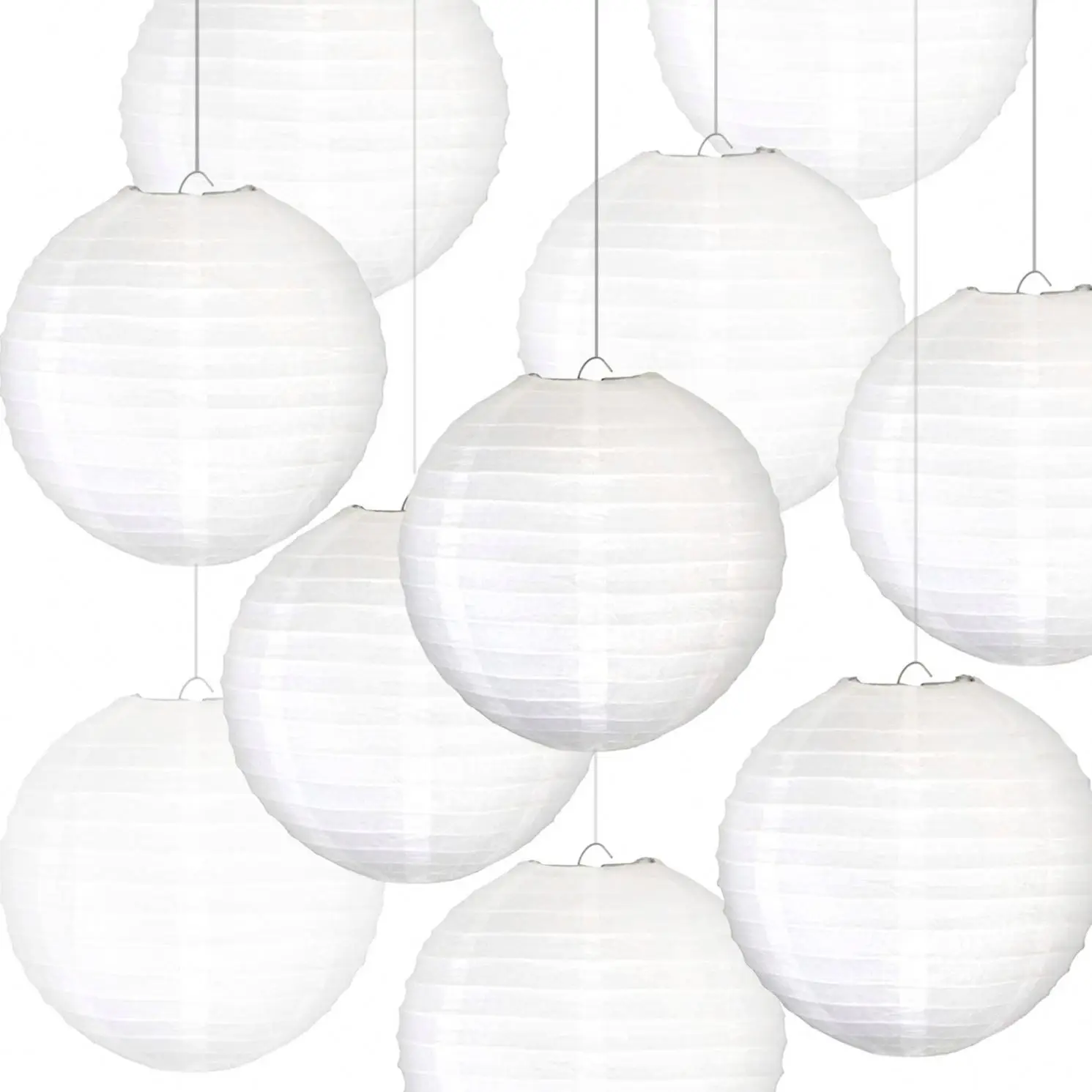 
White Paper Lanterns (Pack of 10) - Great Chinese/Japanese Home, Party & Wedding Decorations 