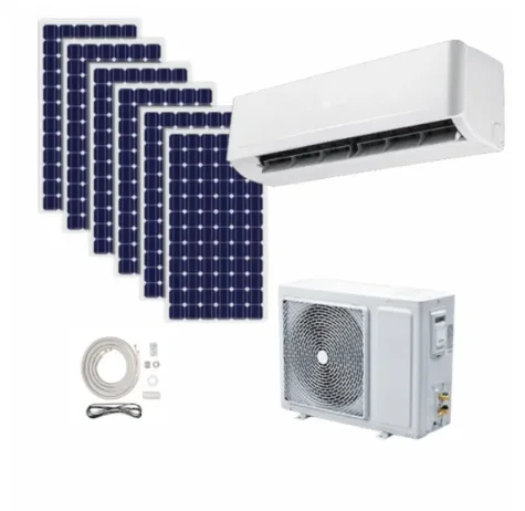 Solar Air Conditioner 100% Solar Powered Off Grid 24/48V DC Inverter Hybrid Solar Air Conditioner 12000btu