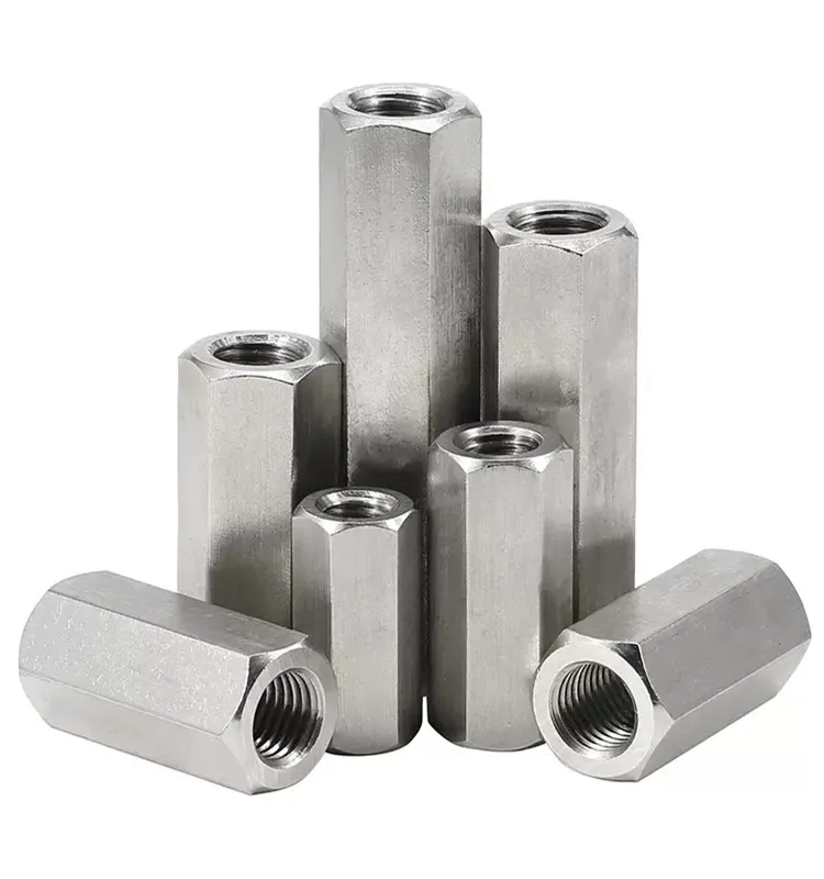 304 316 410 Stainless Steel Connection Thread Nut Threaded Bar Stud Extend Hexagon Hex Standoff Long Rod Coupling Nut