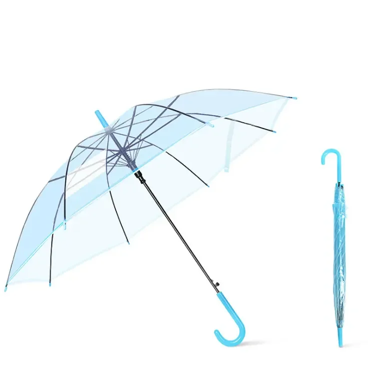 Factory Direct Sales Transparent Clear Automatic Open Straight Folding Sun Rain Umbrella For Promotional