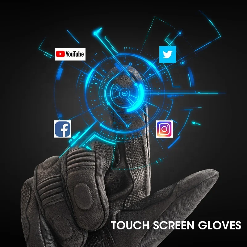 Winter Men Motorcycle Rechargeable Genuine Leather Motorbike Electric Heated Gloves