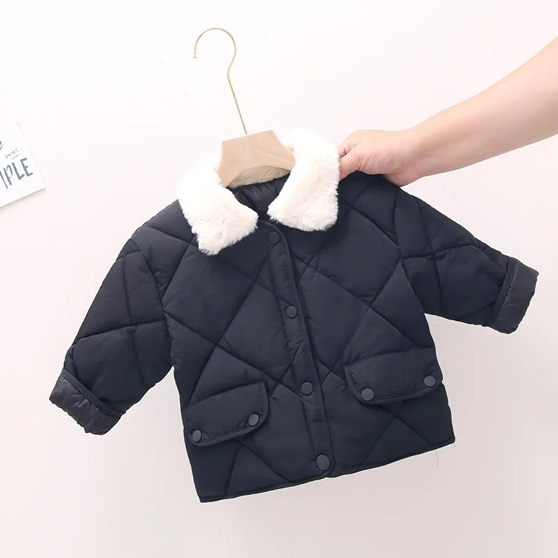 
Springway 2021 Winter New product children jacket keep warm girls cotton padded solid color casual cute coats for kids 