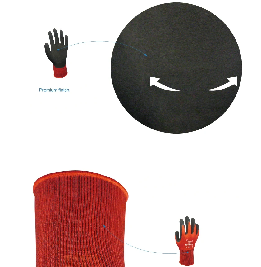 WG-310 Red Nylon Spandex Micro Foam Latex Nitrile Palm Maxi High Flex Gardening Safety Work Gloves