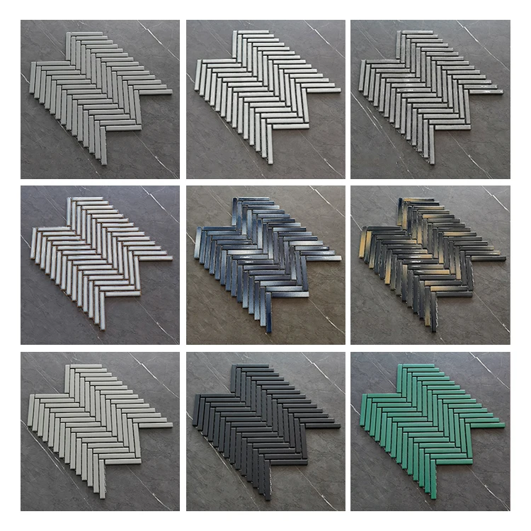 Wholesale Living Room Decor Mosaic Porcelain Wall Tile 60X60 white grey marble mosaic tiles herringbone Mosaic