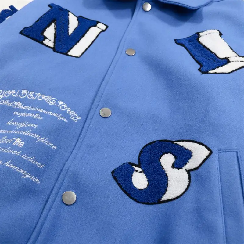 Varsity Jackets Custom 2021 Autumn Ins Green Letter Skull Flocking Baseball Uniform American Jacket Lapel Men And Women Jacket