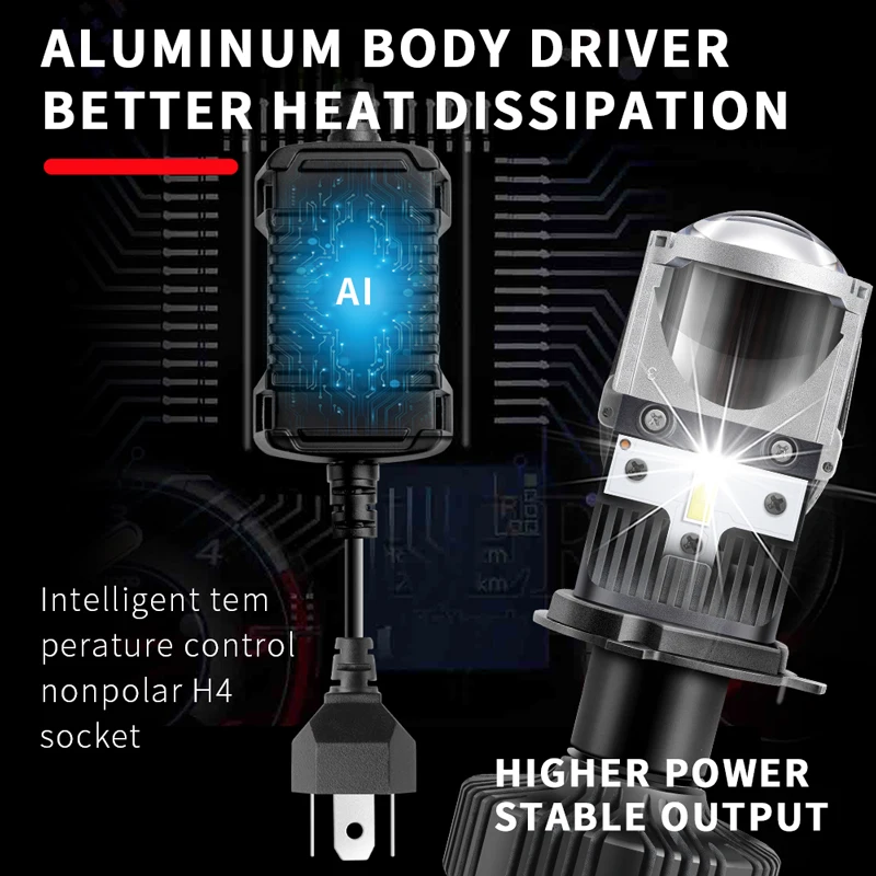 LED auto Headlight mini lens projector 6500K super power 110w 25000lm led headlight projector h4 for cars