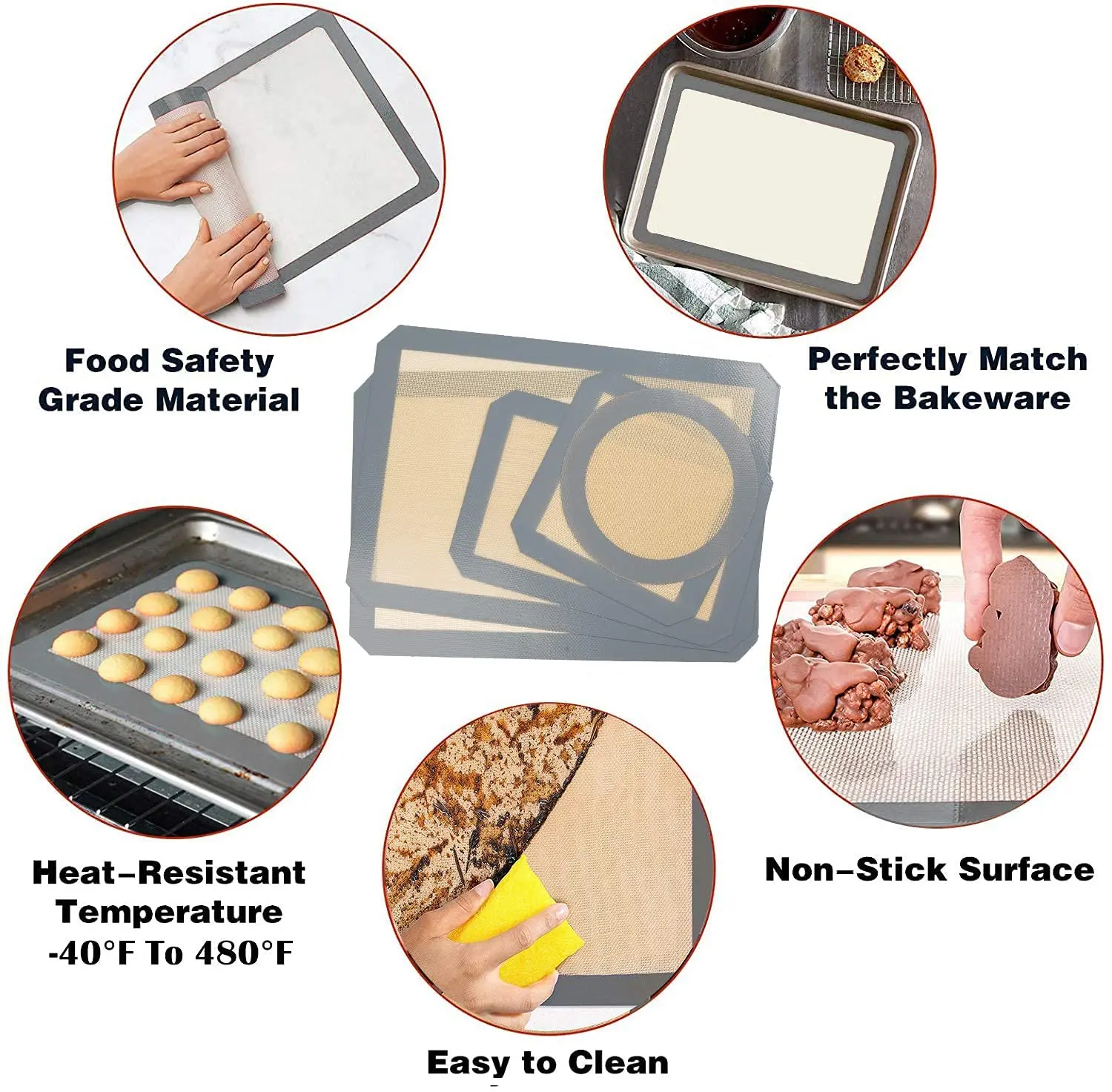 Customized resistant silicone mat pan nonstick silicone baking mats non-slip silicone baking mat food