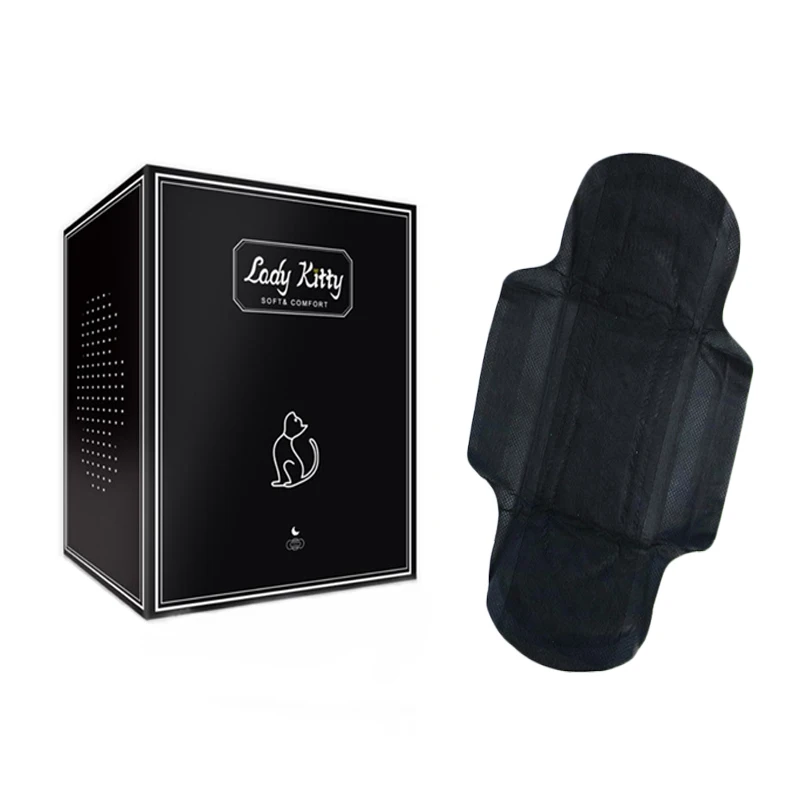 Soft Skin Friendly Breathable 100% Cotton Black Sanitary Napkin Pad Unique Bamboo Underwear  Xxxl Maxi Serviette Hygienique