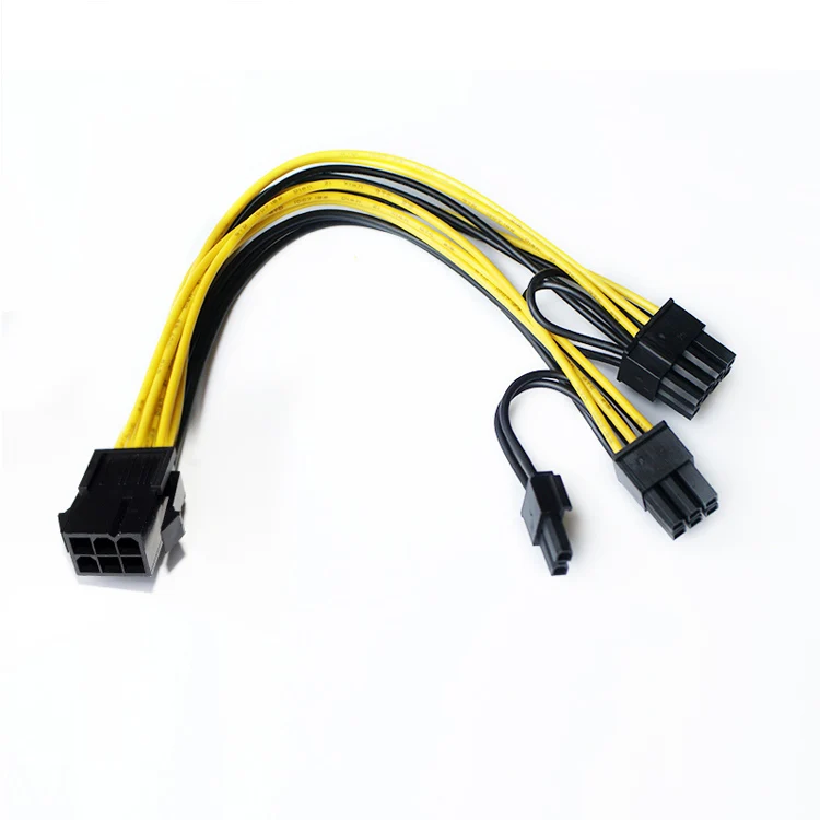 18AWG 20 см PCI-E 6P гнездовой до 2 портов двойной 8pin 6 + p Вилка GPU видеокарта компьютерный Удлинительный кабель