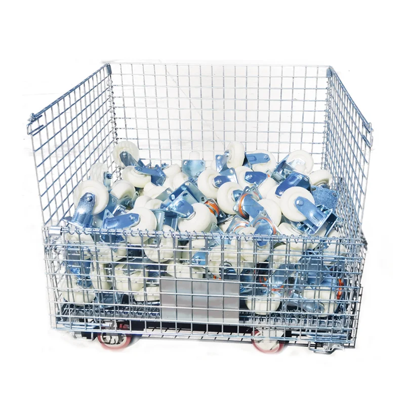 Wholesale supermarket warehouse stackable folding welded storage steel cage bins for easy handing