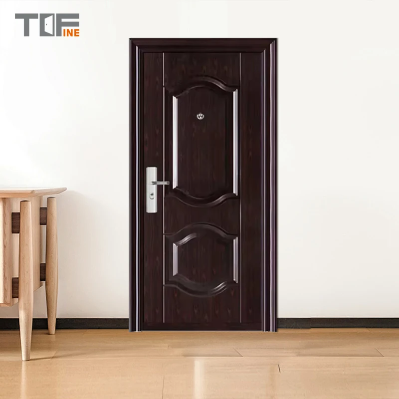 Factory Customized Burlywood Spray Color Interior Steel Single Door Swing Design For Home