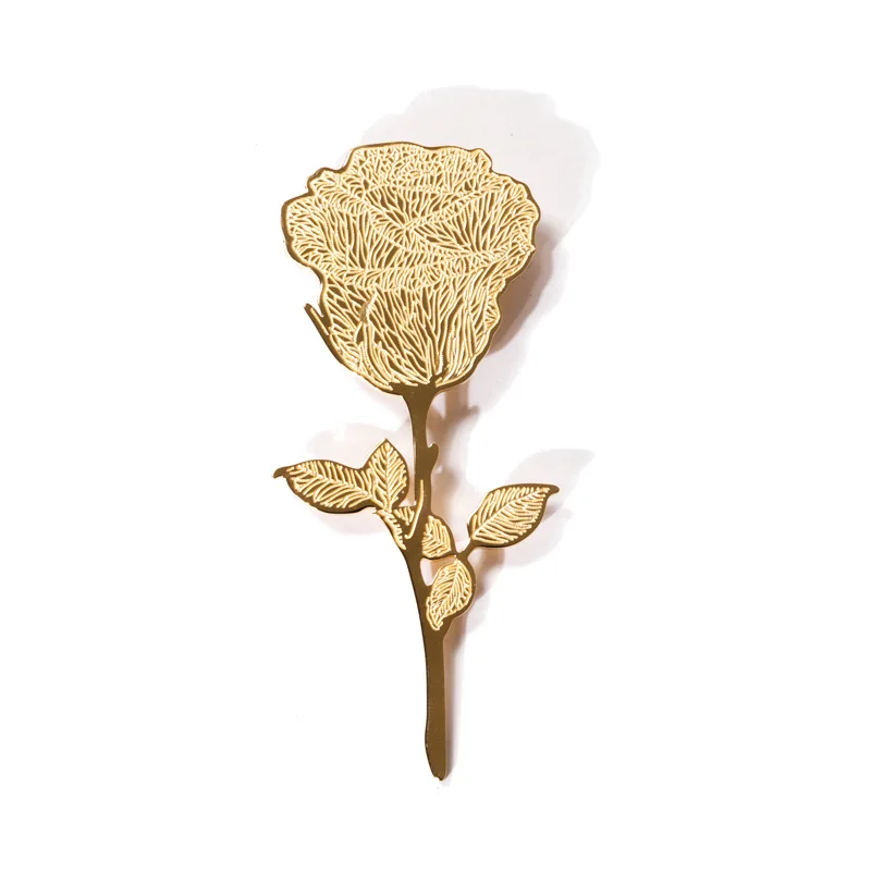 Fashion Stainless Steel Rose Flowers Brooch Charm Women Men Jewelrt Gifts XZ013