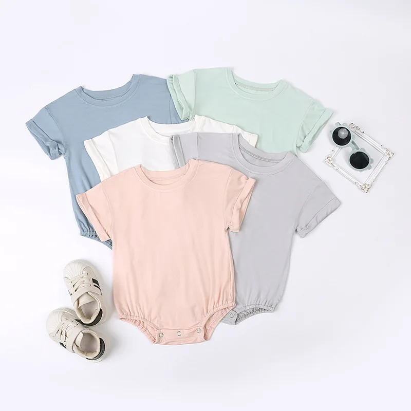 Wholesale Baby Clothes Summer Short Sleeve Baby Onesie Romper Organic Cotton Bodysuit For Baby Bamboo Pajamas