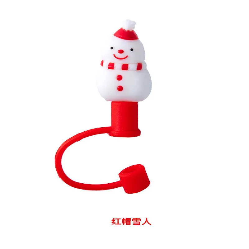 Christmas Silicone straw toppers for plastic and metal straw for skinny tumbler 20oz 30oz