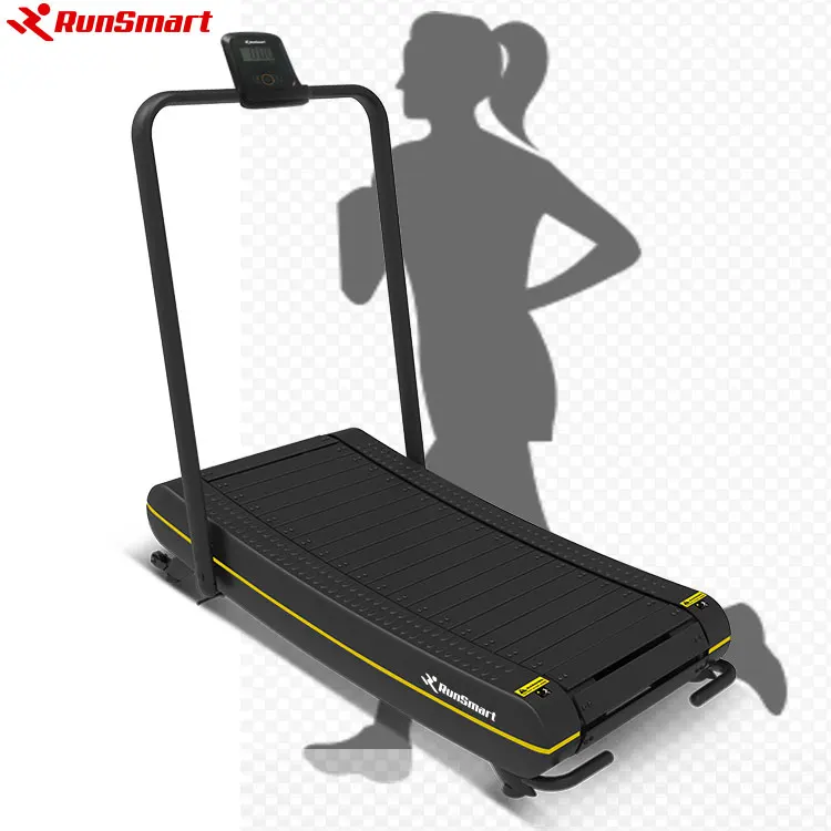 China logo custom motorless running machine equipment black small curved treadmill eco-friendly wholesale training fitness