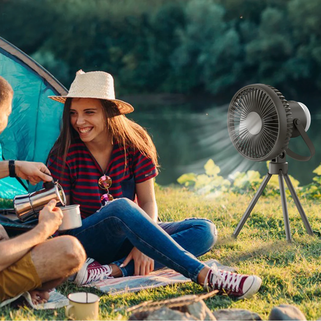 Personalised Multifunctional Air Cooler Portable Table Fan Camping Lighting USB Folding Portable Fan For Outdoor