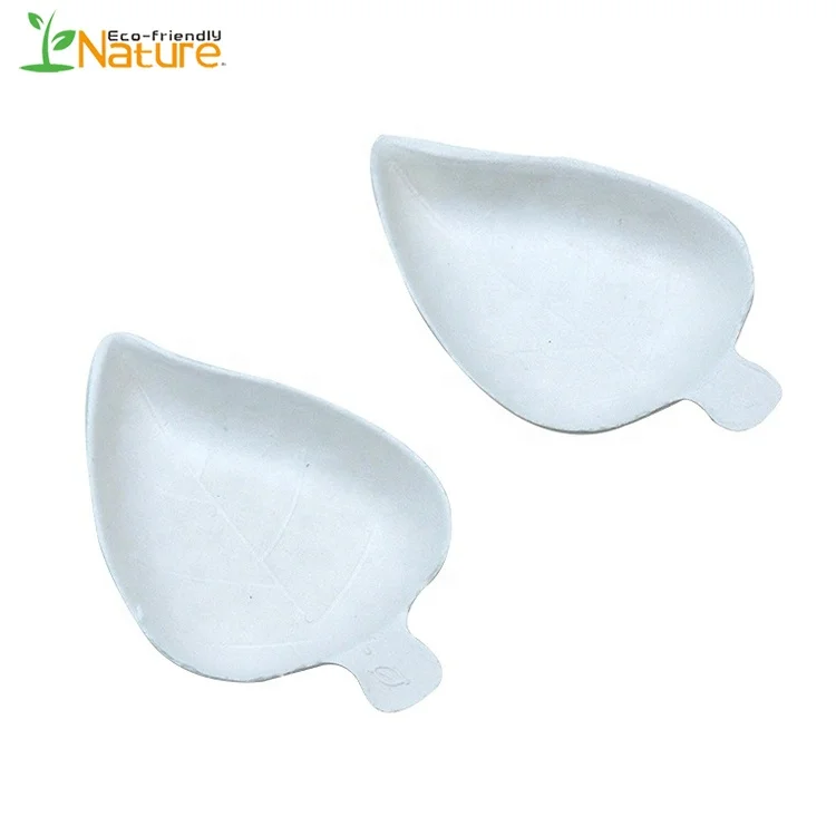 Irregular Shape Sugarcane Sauce Dish Biodegradable Mini Leaf Shaped Plate Bagasse Pulp Dessert Dish For Sauce