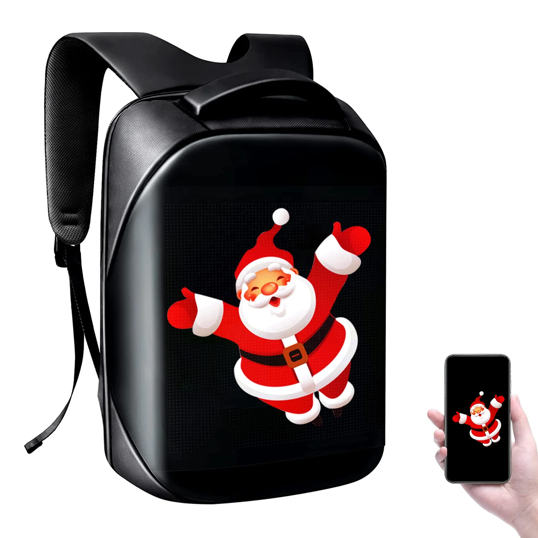 Factory Wholesale Bluetooth Wifi DIY Smart LED Backpack Walking Advertising School Bag LED Screen Display LED Backpack