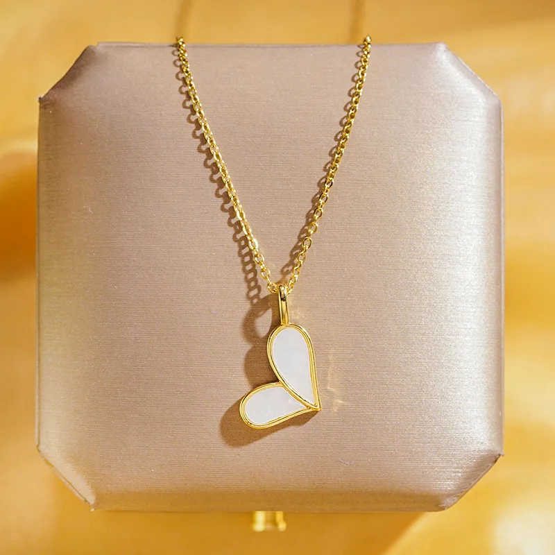 Women High Quality Gold Love With Diamond Jewelry 18k Gold Filled Plated Layered Chain Pendant Necklace