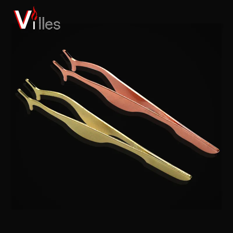 wholesale High Quality Rose Gold Stainless Steel Eyelash Tweezers False Eyelash Applicator Make Up Tools Eyebrow Tweezer