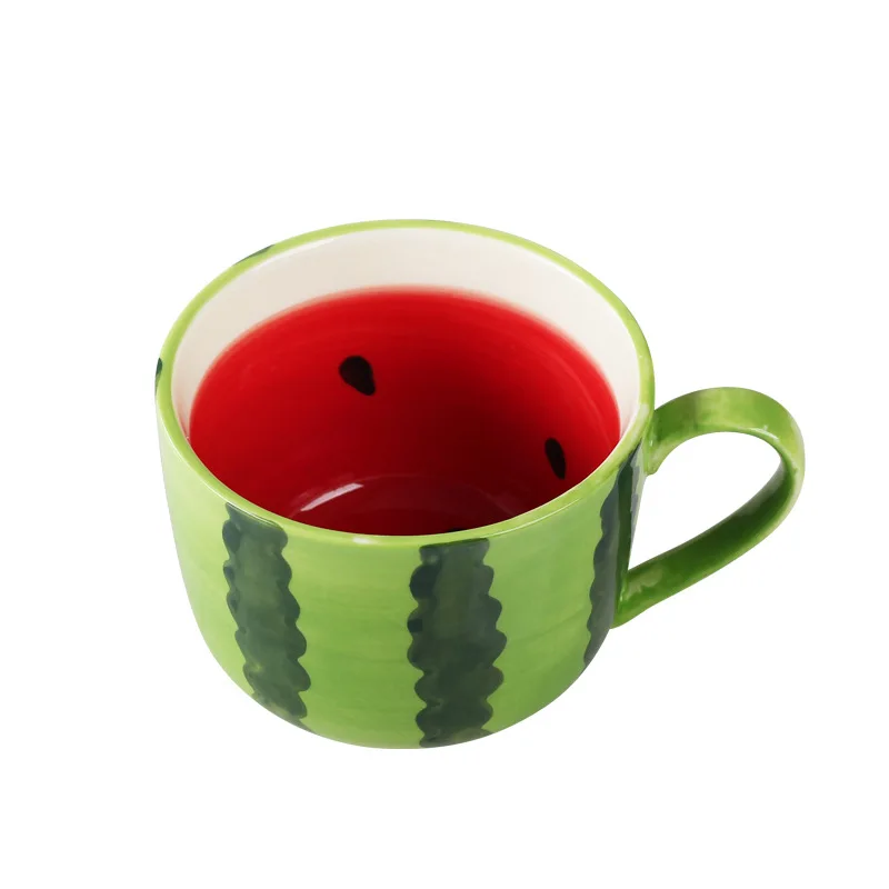 Hot Selling New Creative Fruit Ceramic Cup Watermelon Lemon Orange Mug Home Breakfast Cup