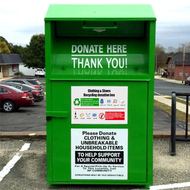 Rustproof Used Book Clothes Shoes clothing donation Drop bins for Charity Donation Center