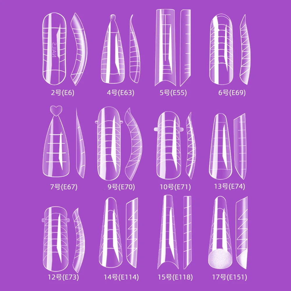 Clear Dual Forms Tips Quickly Building Gel Form Nail System Full Cover Tips Nail Extension Form