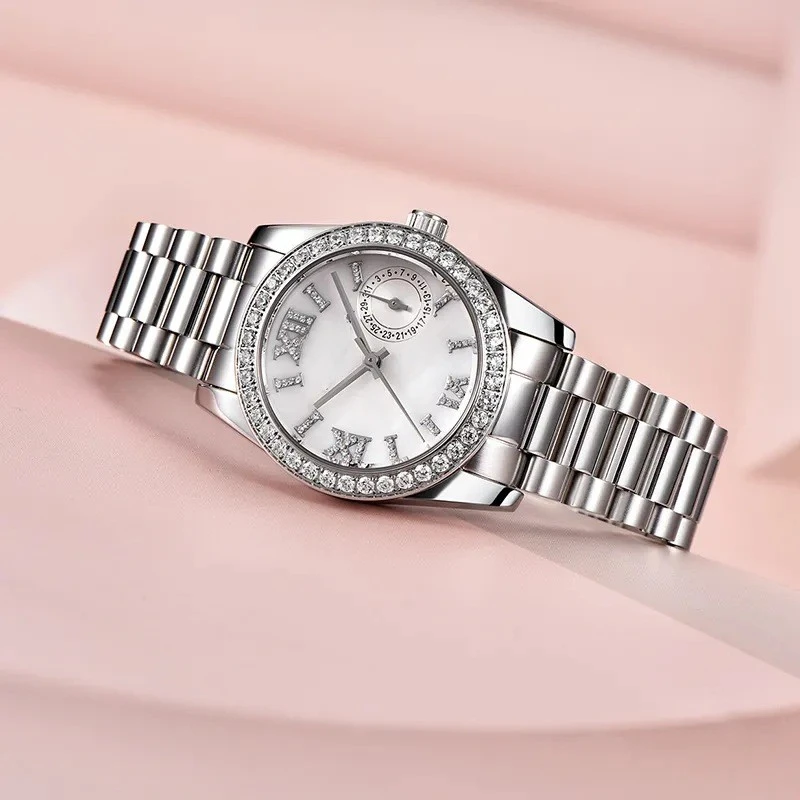 Luxury Fashion Moissanite Watch Men	 Waterproof Quartz Simple Wrist Watch Moissanite Watch