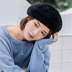 Лидер продаж 2019, индивидуальный высококачественный Женский Элегантный берет из меха норки, британская восьмиугольная шапка художника