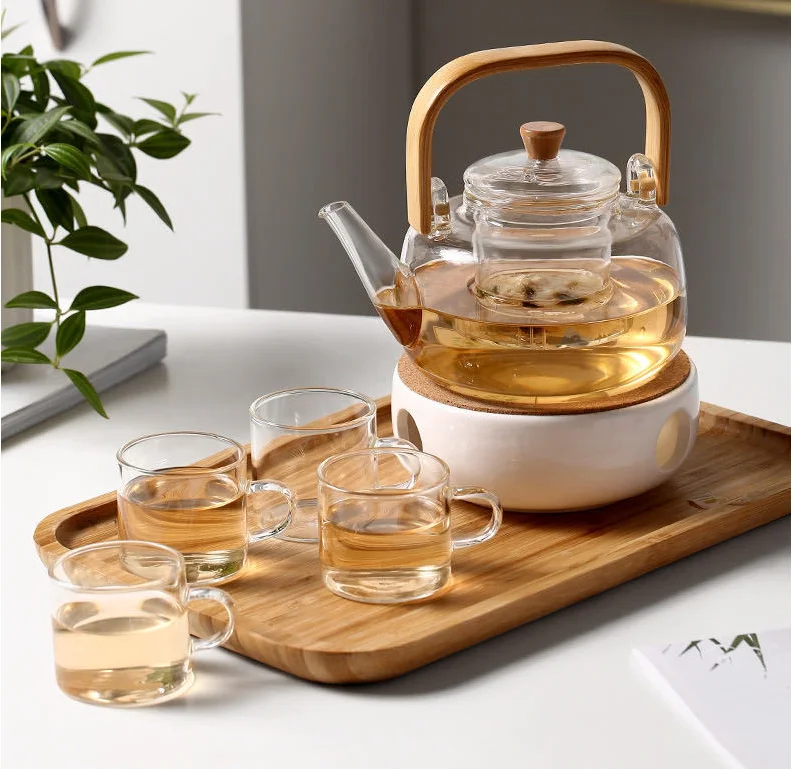 850ml Stove-top Safe Heat Resistant Borosilicate Teapot with glass Infuser