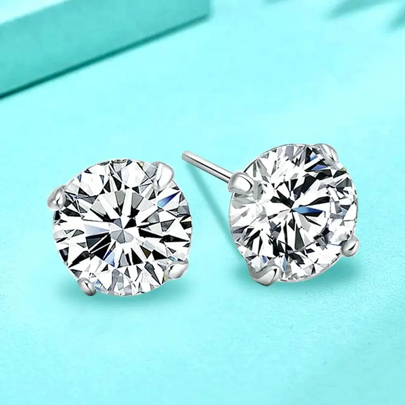 Memorials Birthdays Month Colorful Zircons Stud Earring For Women Girls 925 Sterling Silver 2PC Piercing Earring Jewelry
