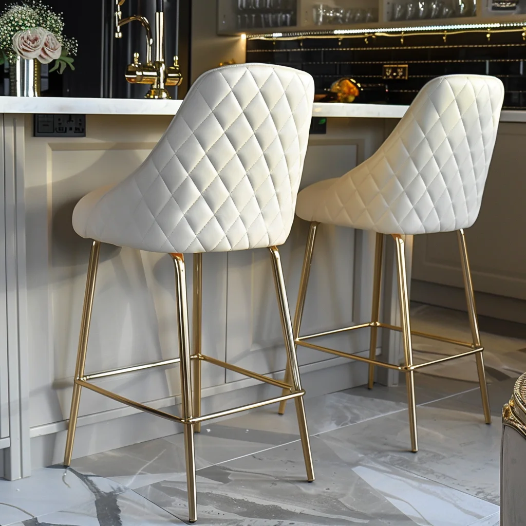 China Manufacture Kitchen Flannel Bar Stool Chair Metal Frame Velvet Bar Chair High Chair