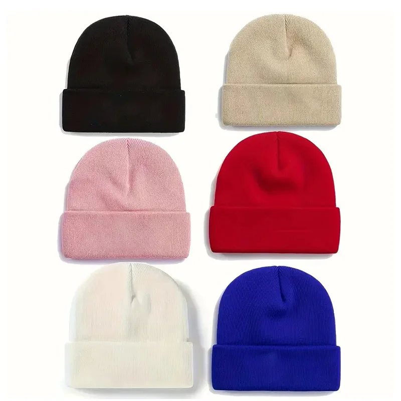 Trendy Winter Hats Custom Embroidery Designer Logo Printed Bows Warm Knitted Acrylic Beanie Skiing Outdoors Cold Autumn Winter