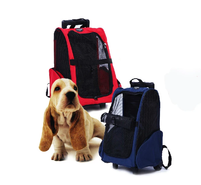 Pet Rolling Carrier Dog Backpack with Wheels Travel Backpack Pet Carrier with Double Wheels Dog Trolley Airline Approved
