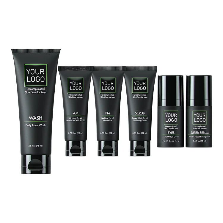 Logo Custom Anti Aging  Private Label Mens Natural Moisturizing Skincare Set Cleanse Tighten & Hydrate Your Best Looking Skin