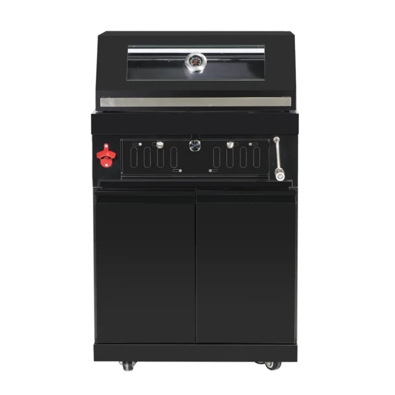 Открытый кухонный угольный гриль шкаф из нержавеющей стали 304 черный титановый тележка на угольном топливе открытый для барбекю