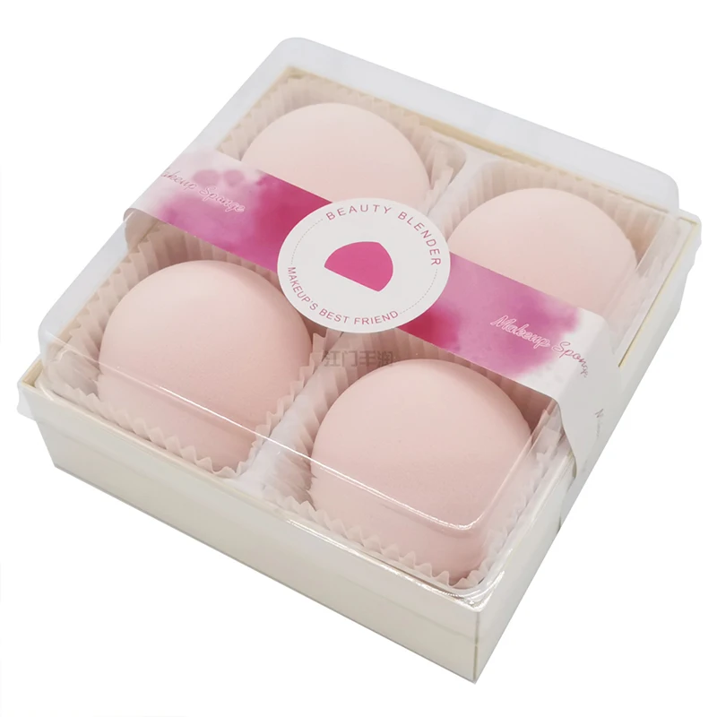 4pcs Lovely Mochi Marshmallow Makeup Blender Pink Peach Soft Egg-Shaped Puff Dry & Wet Use Boxed Private Label Makeup Sponge