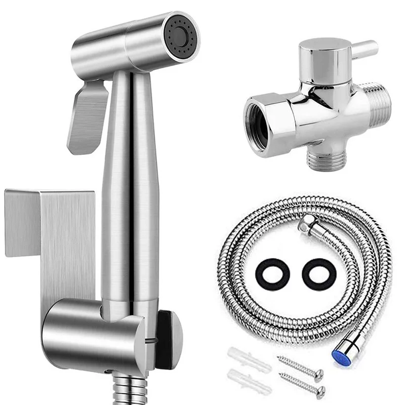 Handheld Bidet Sprayer Set For Toilet Stainless Steel Hand Bidet Faucet For Bathroom Hand Sprayer Shower Head Self Cleaning
