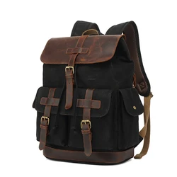 Full Customization Large Capacity Canvas With Leather Other Backpacks Durable Casual Sports Backpacks