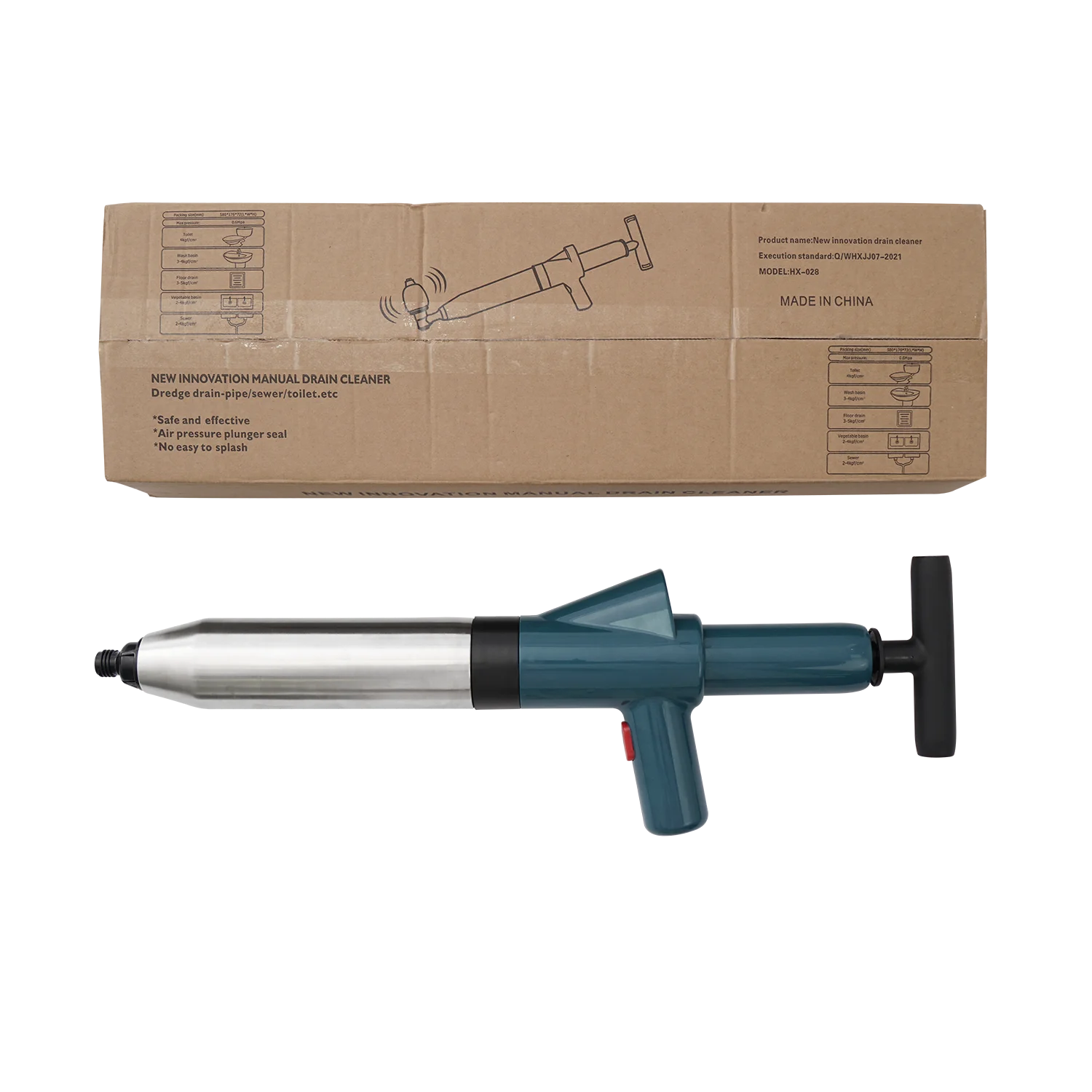 Household High Pressure Manual Snake Pipe Drain Cleaner Toilet Unblocked Plunger Mini Toilet Pumper Pipe Unblocker