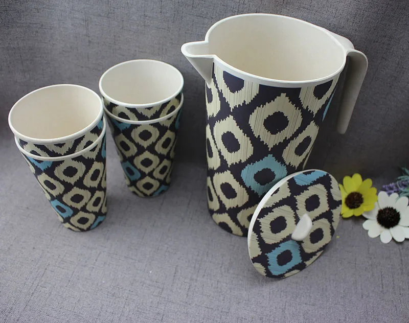 simple design wholesale bamboo fiber water jug reusable water pitche with lid