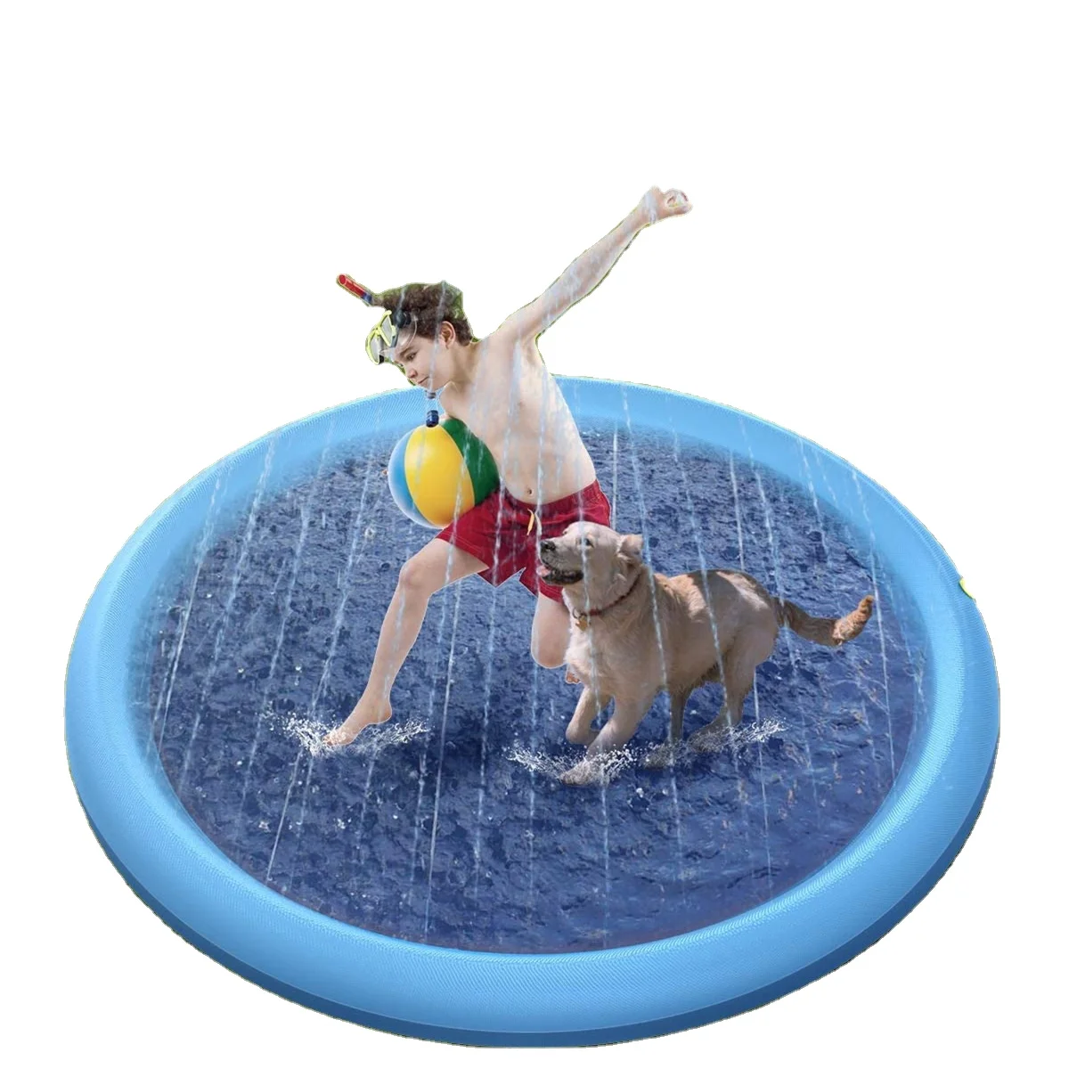 
60 inches hot Selling Pet Summer Outdoor Water Toys Dog Bath Pool Thickened Splash Sprinkler Pad for Dogs Kids 