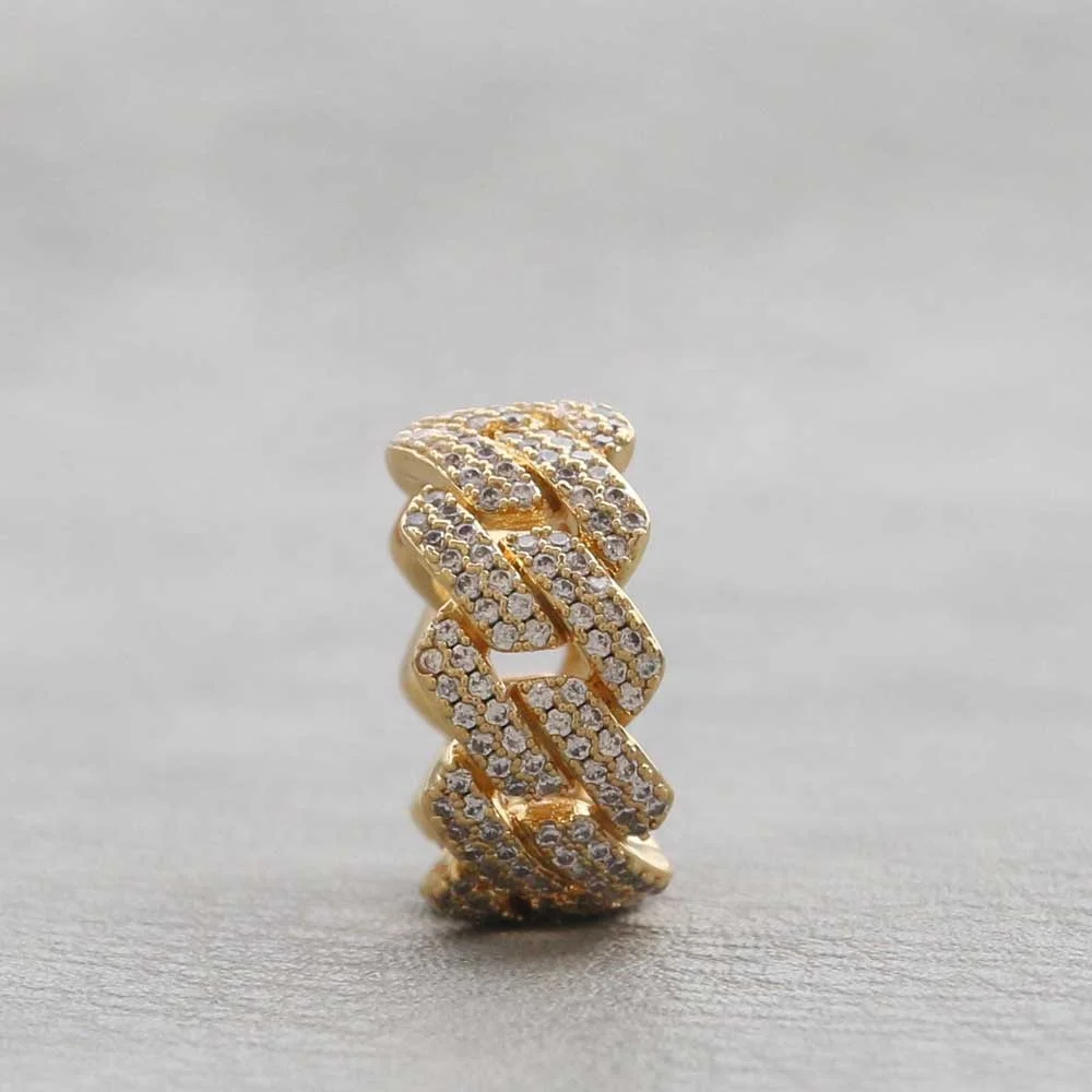 Hot selling wholesale hip hop jewelry Cuba ring gold