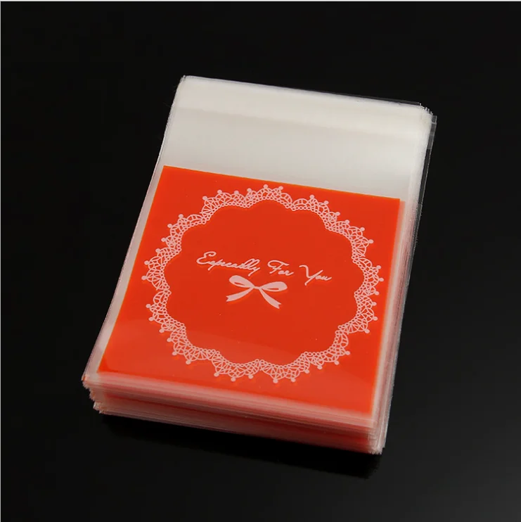 Pack of 100 pieces pink lattice opp/cpp bags candy plastic favor cellophane treat bags