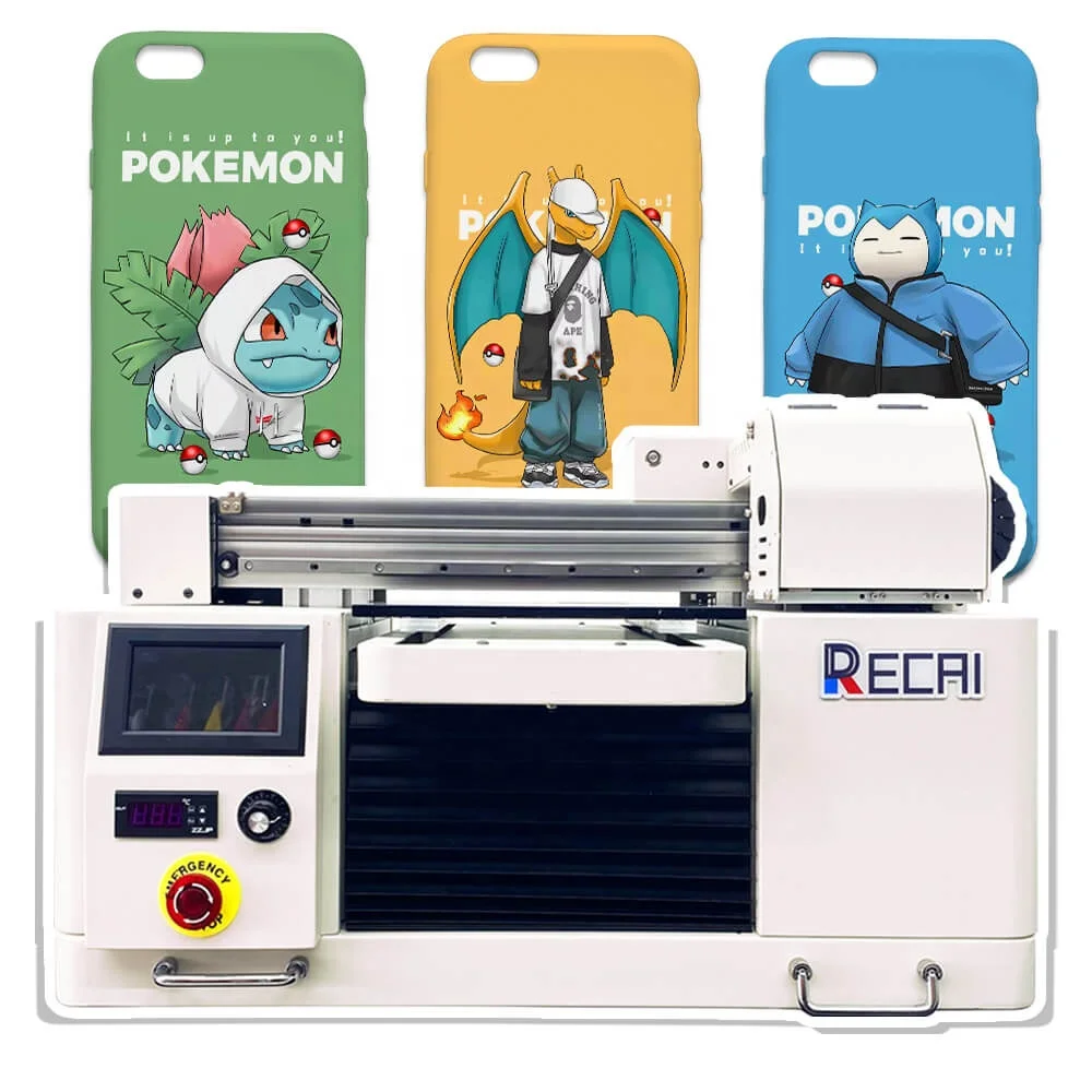 UV Printer Available In All Sizes RECAI A3/A4 1440DPI LED UV Flatbed Printer Wood Bottle PVC Canvas Ball Phone Case UV Printer