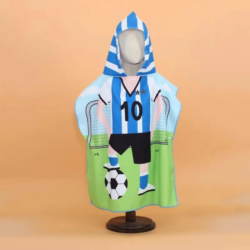 Cartoon Towel Poncho Hooded for Kids Children Boys Girls Bath Swimming Beach Absorbent Microfiber Changing Robe