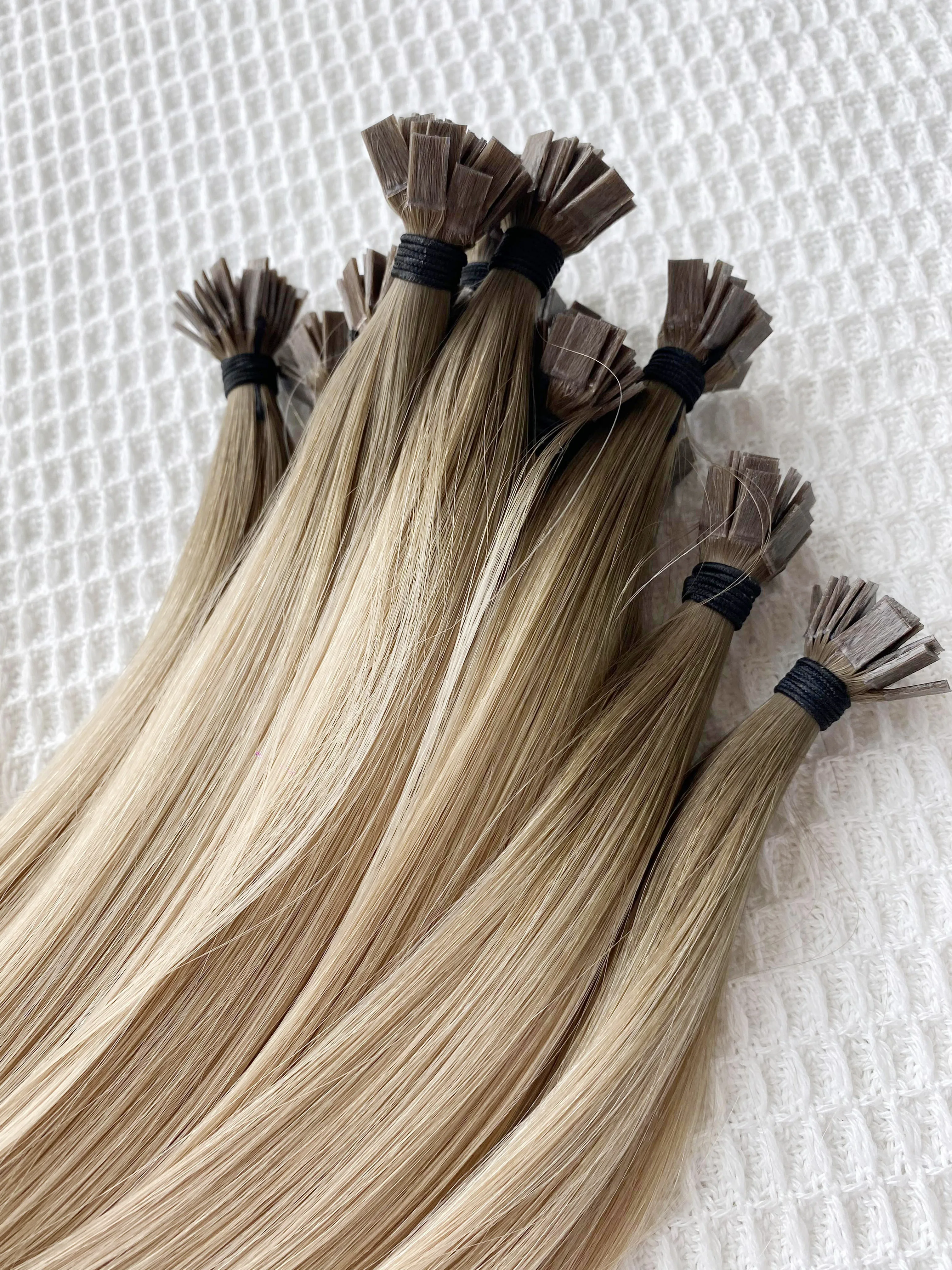 2024 Wholesale Italian Keratin Glue Flat K Tip Hair Extensions Human Hair Double Drawn Remy Keratin Hair Extensions