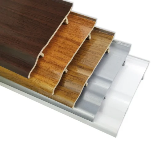 cheap wood plastic composite Plinth Profiles Baseboard kitchen waterproof PVC skirting board