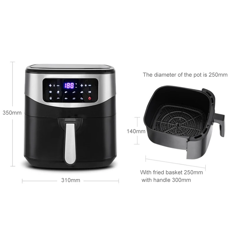 Hight Quality Multifunction Easy Clean Air Cooker Fryer Oil Free Non-Stick Fry Basket Air Fryer For Kitchen